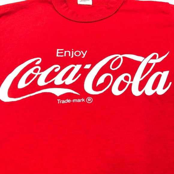 VTG Single Stitch Signal Sportswear Coca-Cola Red USA Made Script T-Shirt Small - Picture 3 of 10